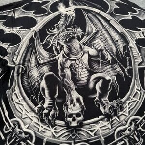 Liquid Blue Dragon Skull All Over Print T Shirt Gothic Biker Metal XL